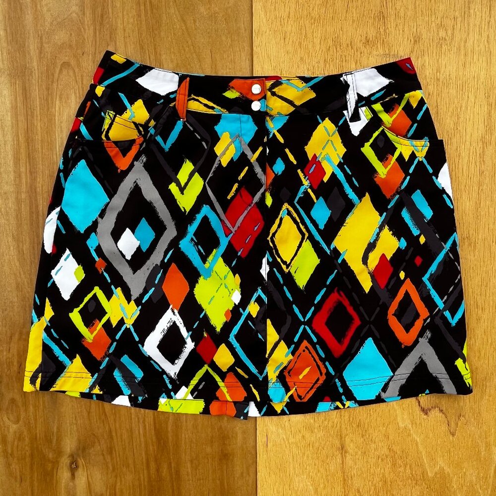 SLAZENGER BRIGHT GEOMETRIC PATTERN SKORT WOMEN’S sz 6 Golf Tennis